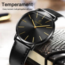 Top Brand Mens Watches Fashion Ultra Thin Analog Quartz Watches Leather Belt Simple Temperament Men's Clock relogios masculino