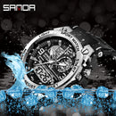 SANDA Men Sports Quartz Watches Dual Display LED Electronic Digital Wristwatches Waterproof Military Watch Relogios Masculino