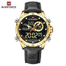 NAVIFORCE Luxury Original Watches For Men Casual Sport Chronograph Alarm Quartz WristWatch Leather Waterproof Digital Clock 9163