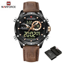 NAVIFORCE Luxury Original Watches For Men Casual Sport Chronograph Alarm Quartz WristWatch Leather Waterproof Digital Clock 9163
