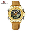 NAVIFORCE Luxury Original Watches For Men Casual Sport Chronograph Alarm Quartz WristWatch Leather Waterproof Digital Clock 9163