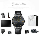 Top Brand Mens Watches Fashion Ultra Thin Analog Quartz Watches Leather Belt Simple Temperament Men's Clock relogios masculino