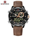 NAVIFORCE Luxury Original Watches For Men Casual Sport Chronograph Alarm Quartz WristWatch Leather Waterproof Digital Clock 9163